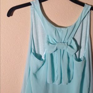 Medium bow back dress pale blue